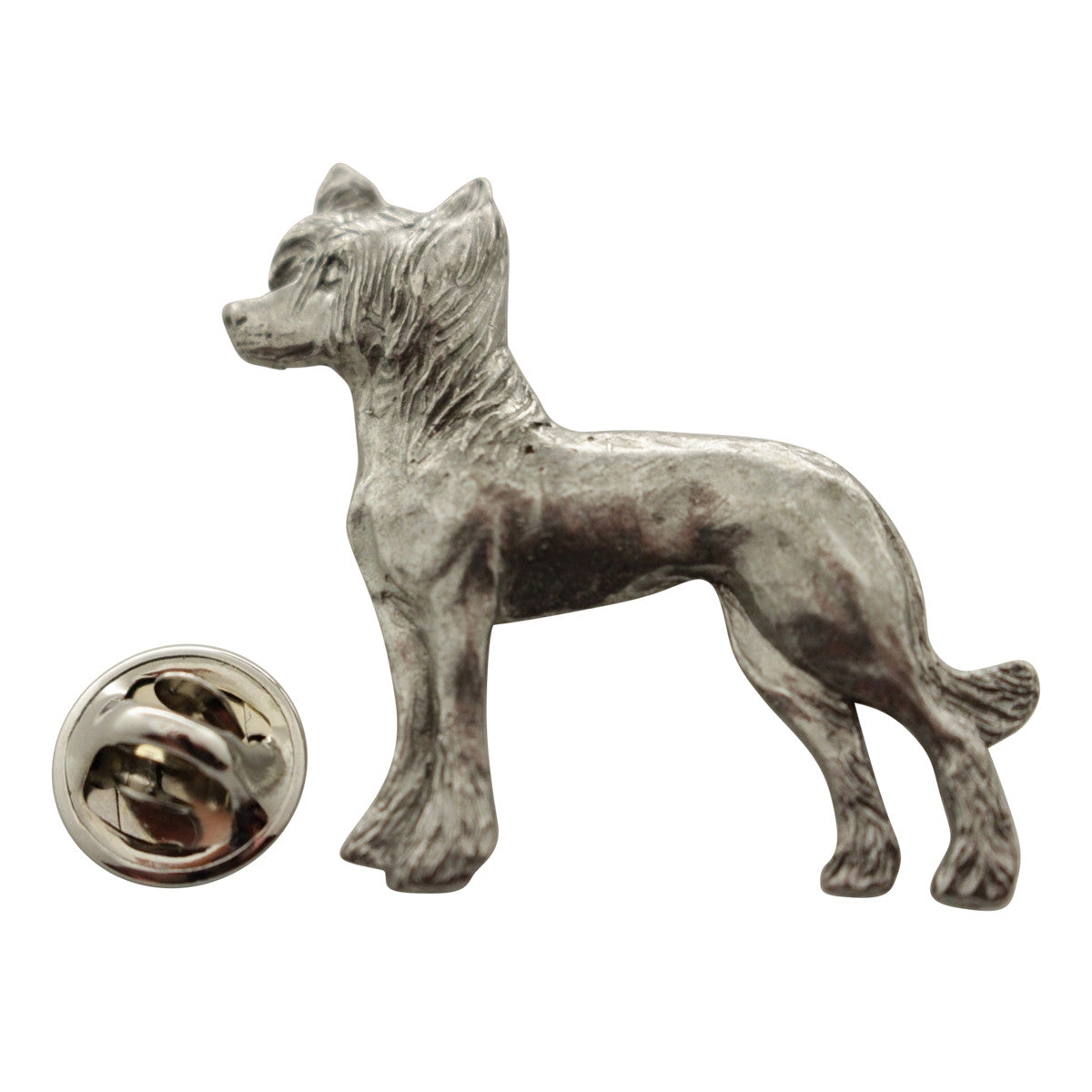 Chinese Crested Pin ~ Antiqued Pewter ~ Lapel Pin ~ Antiqued Pewter Lapel Pin ~ Sarah's Treats & Treasures